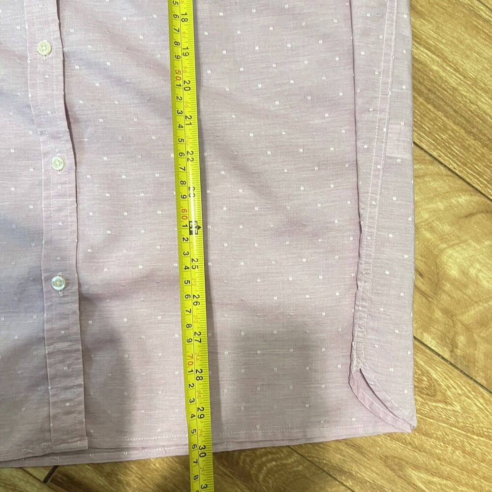 Talbots‎ Button Up Shirt Size 1X Pink Rolled Tab Sleeve Square Pattern Business - Picture 7 of 7
